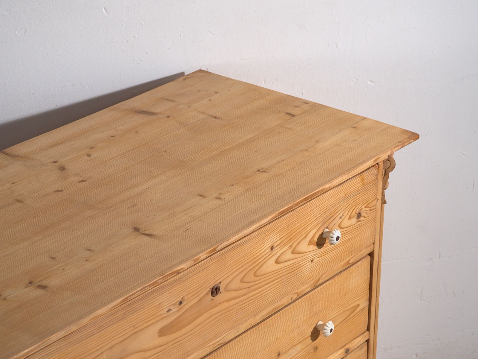 Antique Solid Pine Chest Of Drawers – Carved Rustic European Dresser – Circa 1900 photo for sale
