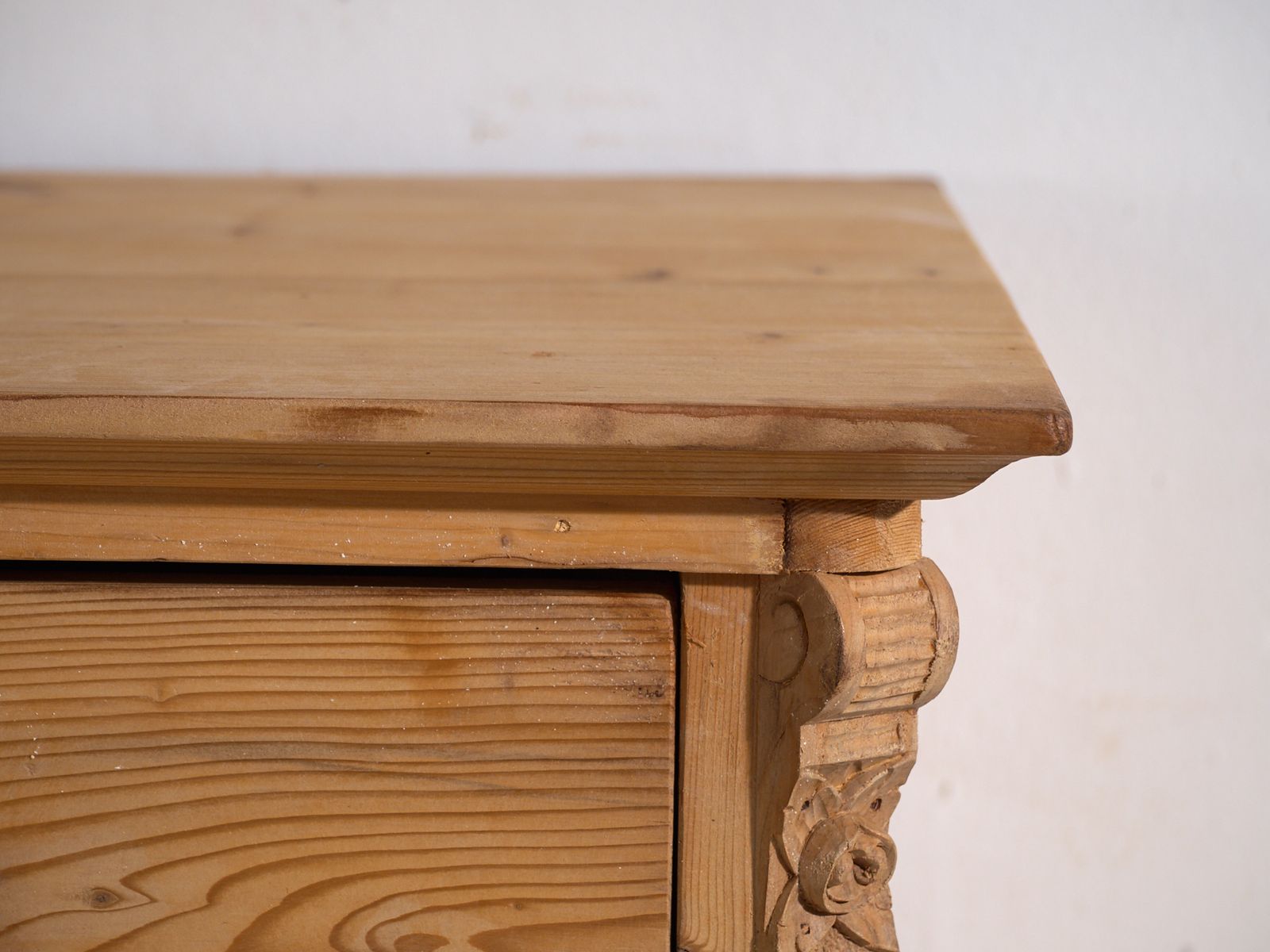 Antique Solid Pine Chest Of Drawers – Carved Rustic European Dresser – Circa 1900 photo vinterior