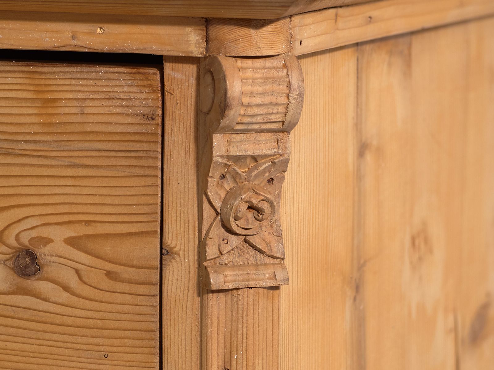 Antique Solid Pine Chest Of Drawers – Carved Rustic European Dresser – Circa 1900 photo vintage