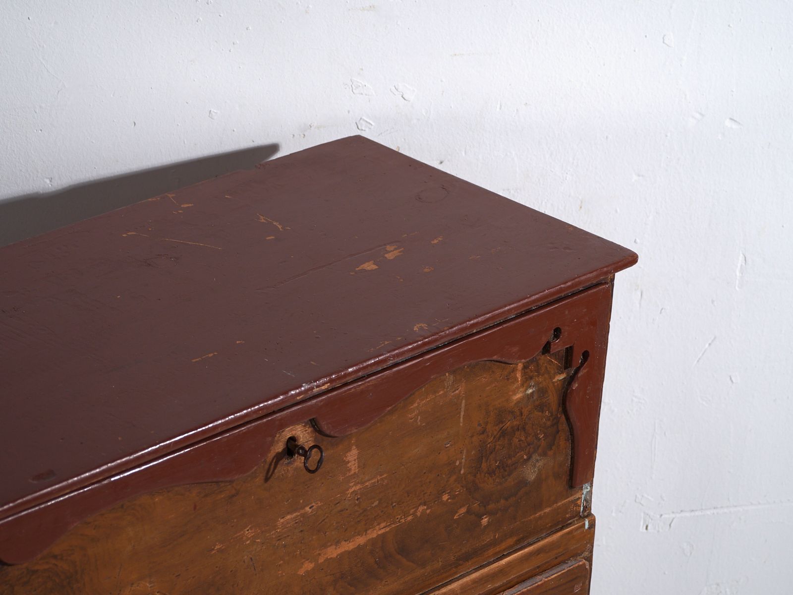 Antique Pine Bureau Chest – Rustic European Drop Front Secretary Dresser – Circa 1900 photo for sale