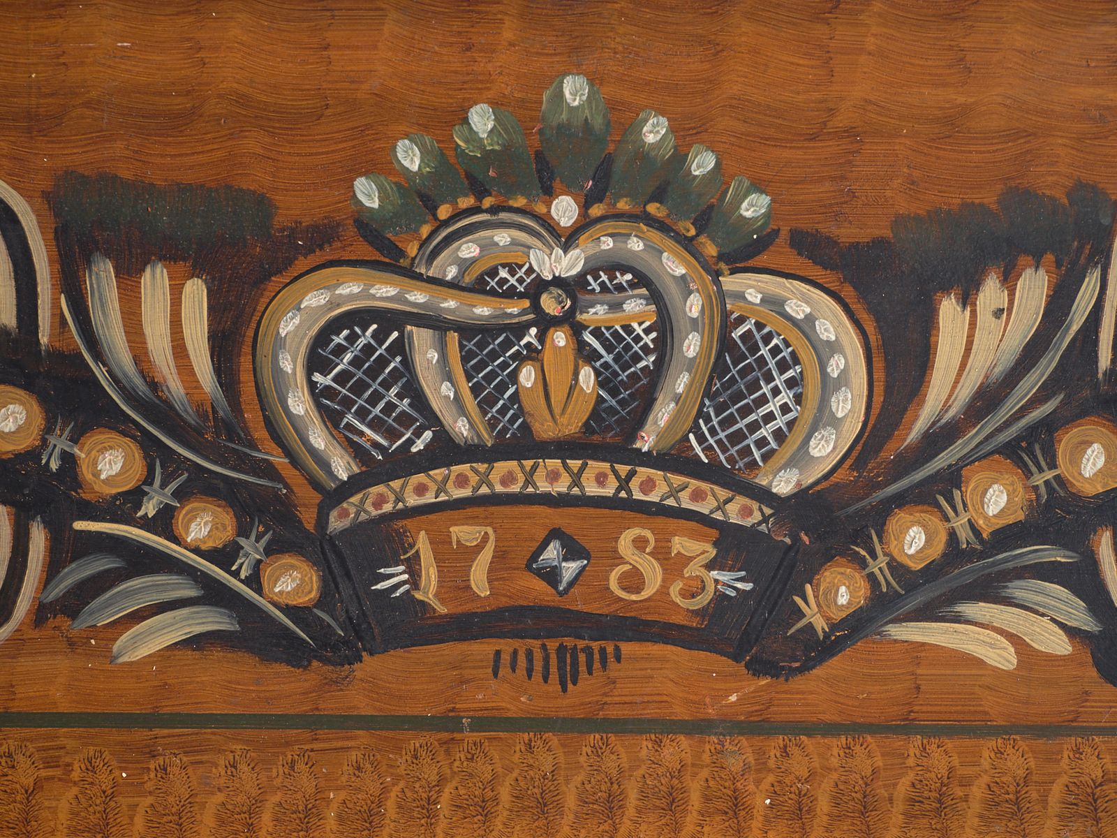 Furniture Antique Swedish Painted Slant Front Desk – Scandinavian Folk Bureau – Year 1783 photo