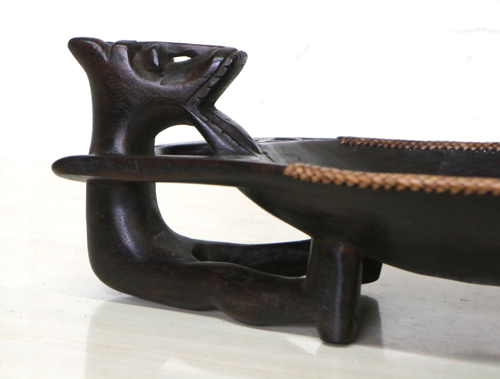 Vintage Dayak Chieftain's Wooden Bowl From The Borneo Region Hand Carved photo 89.0