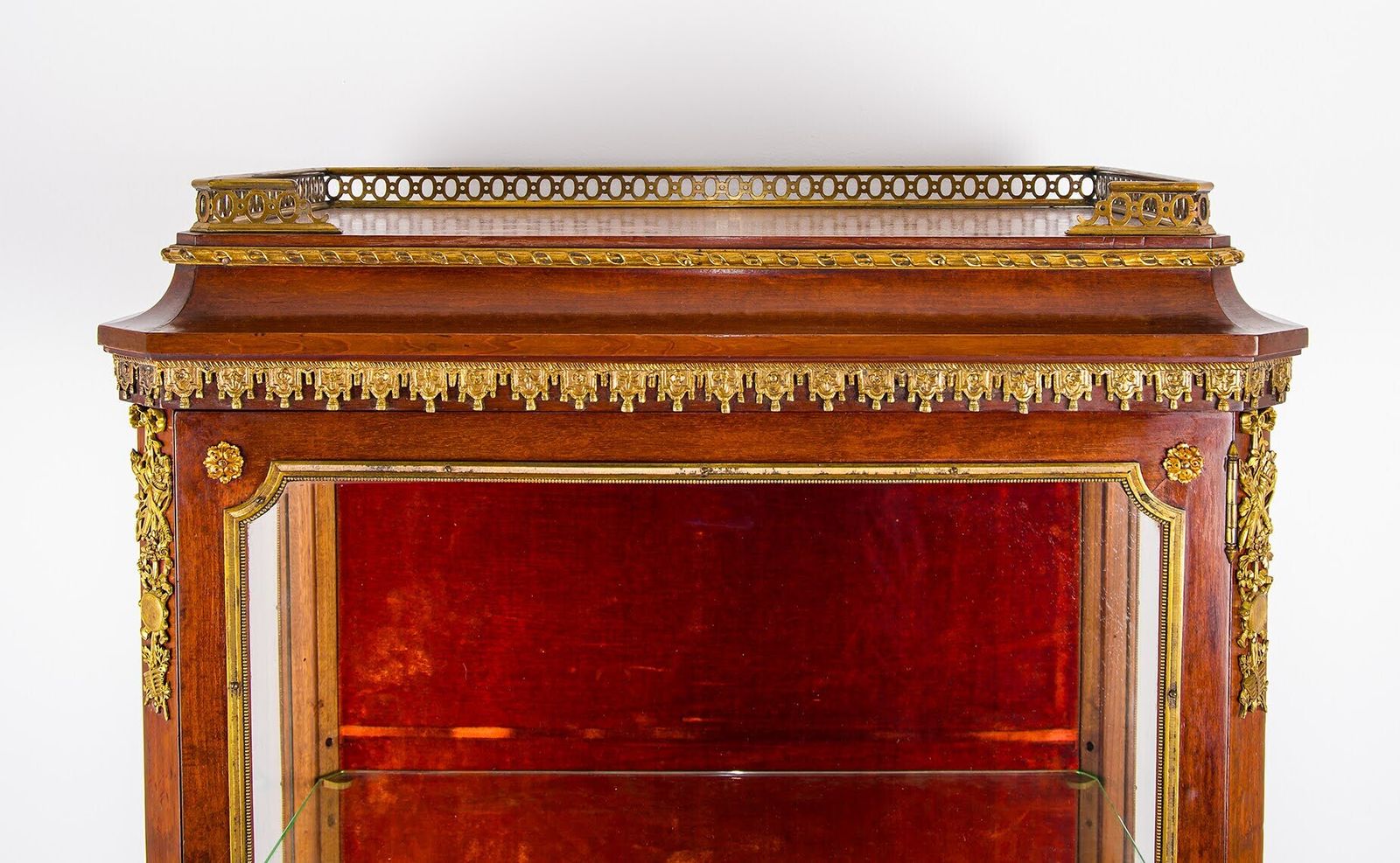 Antique French Vernis Martin Display Cabinet   Ormolu Mounted Glass Vitrine With Painted Panel photo Furniture