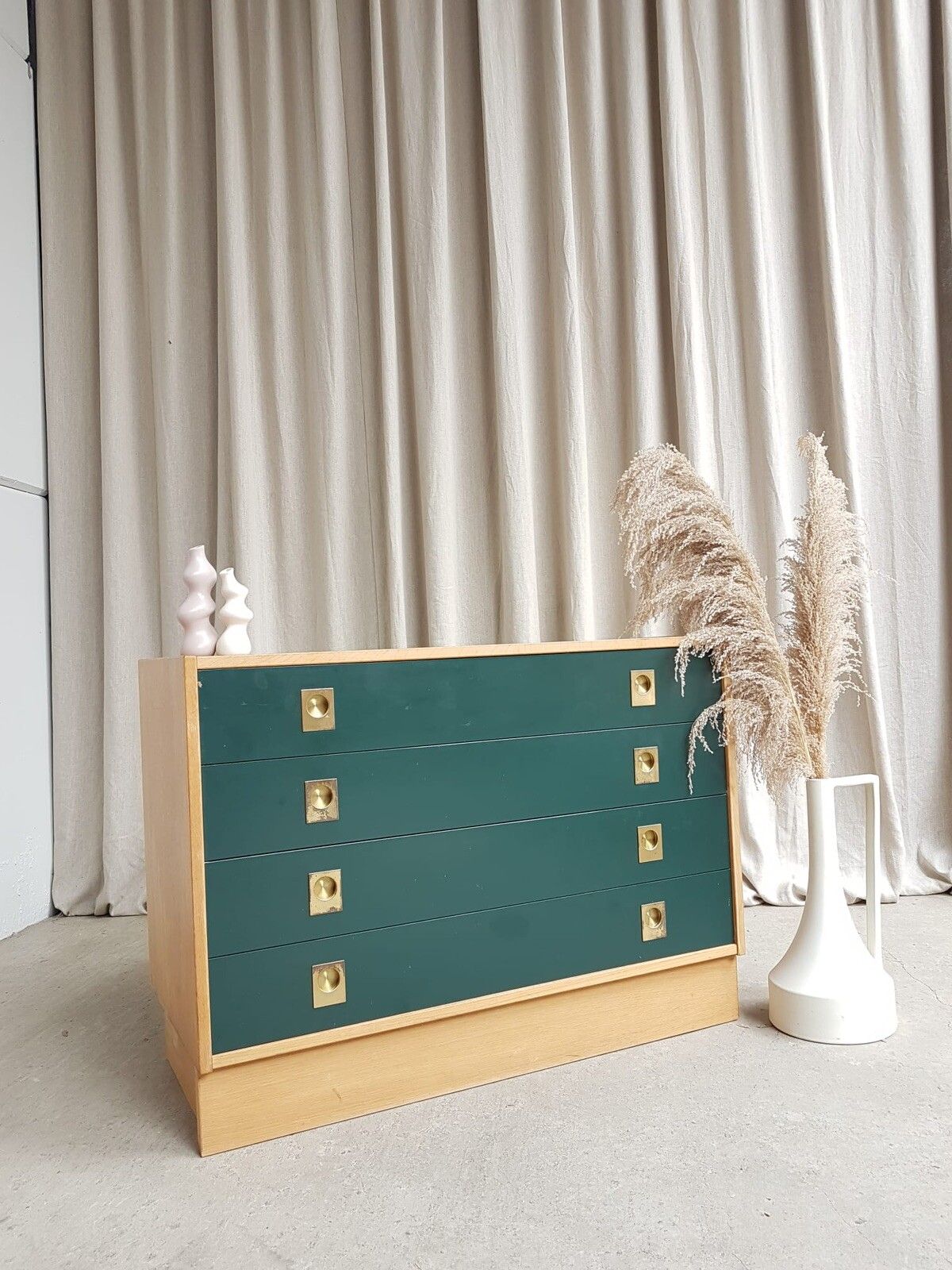 Vtg Mid Century Danish Oak Chest Of Drawers Scandinavian Style Retro R191