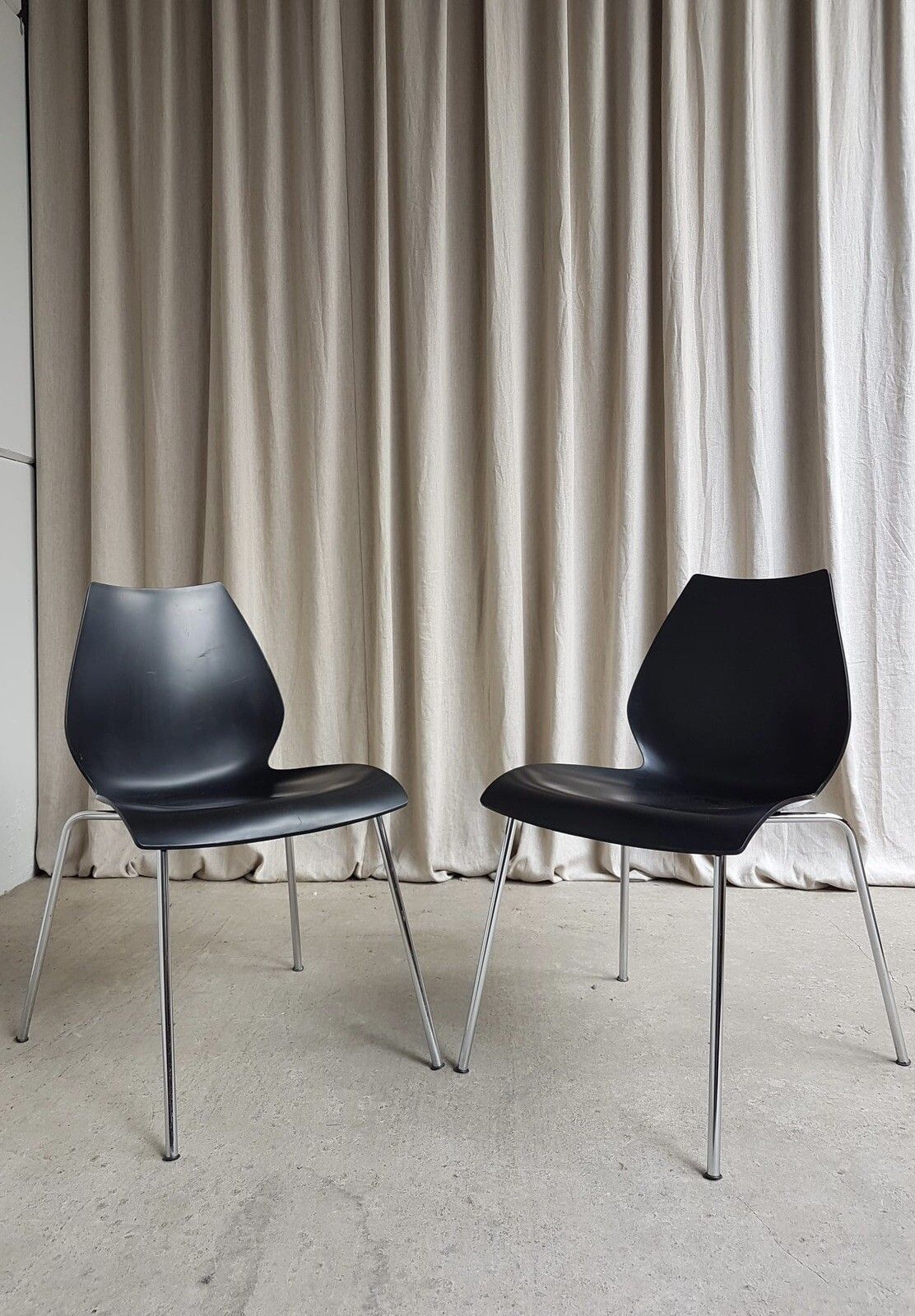 Vtg Mid Century Style Italian Chrome Set Of 2 Maul Dining Chairs By Kartell R167 photo furniture