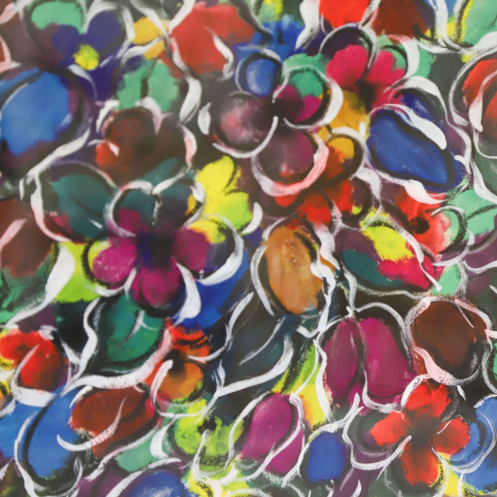 Vibrant Abstract Floral Painting   Contemporary Mixed‑Media Artwork In Frame photo vinterior