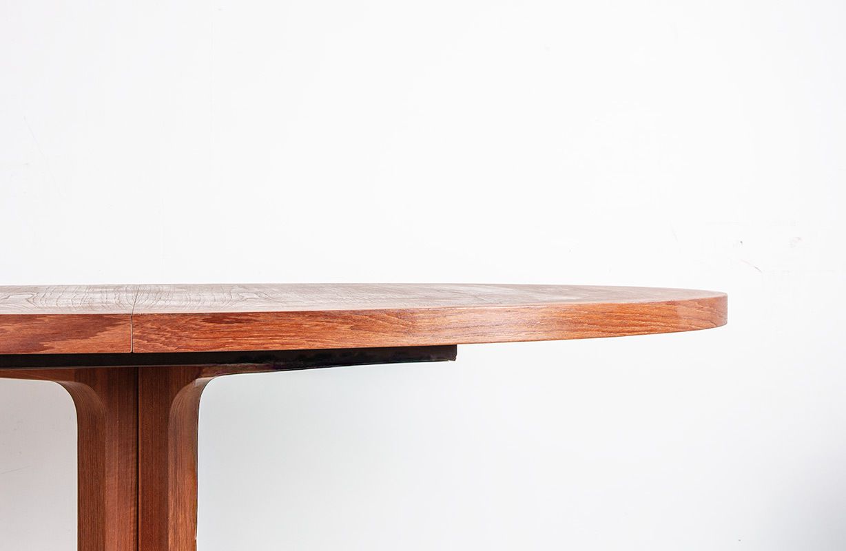Very Large Danish Teak Dining Table, 260 Cm, Oval And Extendable, With Central Base, Model Hm 55, By John Mortensen For Dyrlund 1960. photo for sale