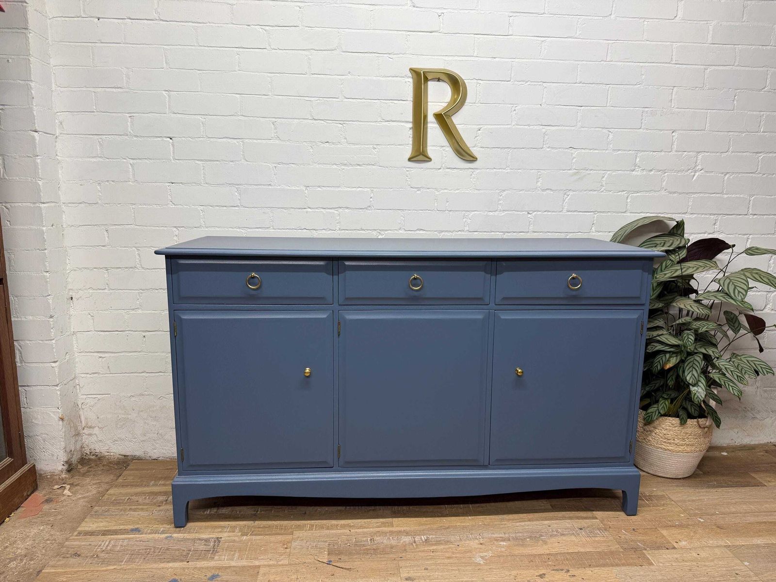 Stag Minstrel Sideboard / Painted To Order In Benjamin Moore “Evening Dove” photo furniture