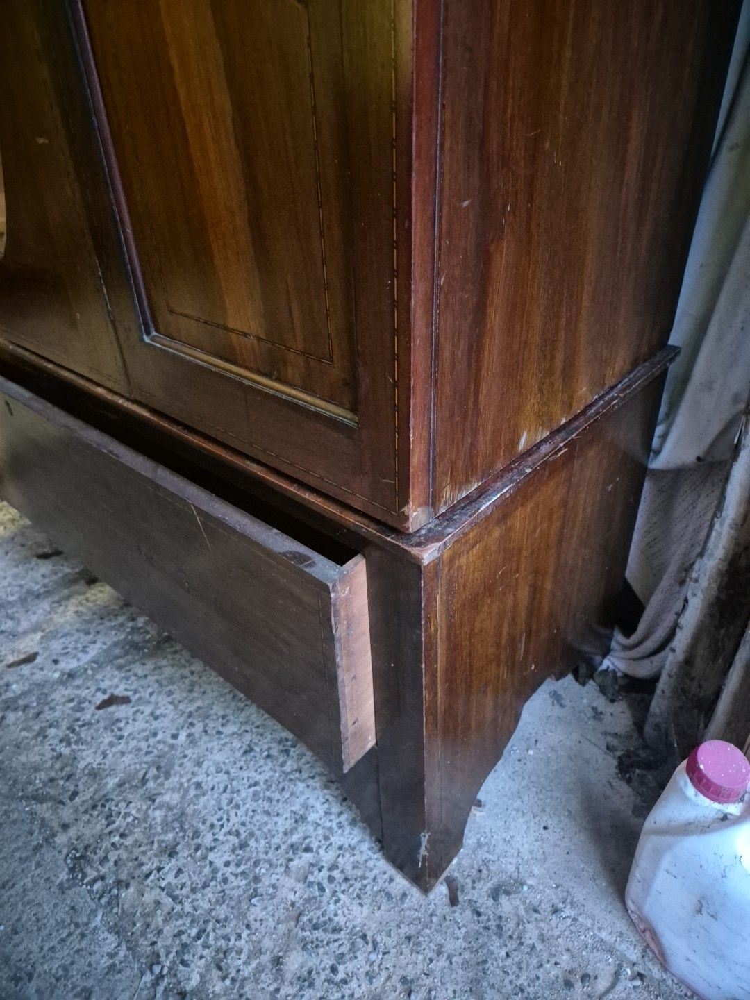 photo vinterior Antique Edwardian Mahogany Inlaid Mirrored Wardrobe With Drawer