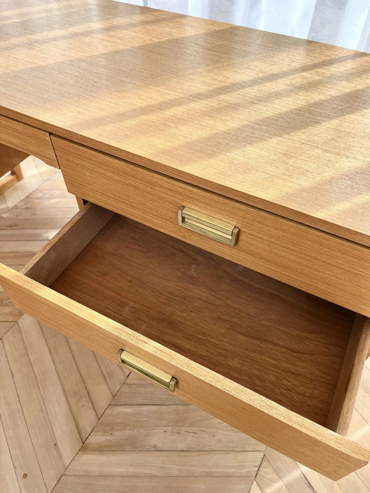 Furniture Mid Century Seven Drawer Dressing Table/Desk With Brass Pulls photo