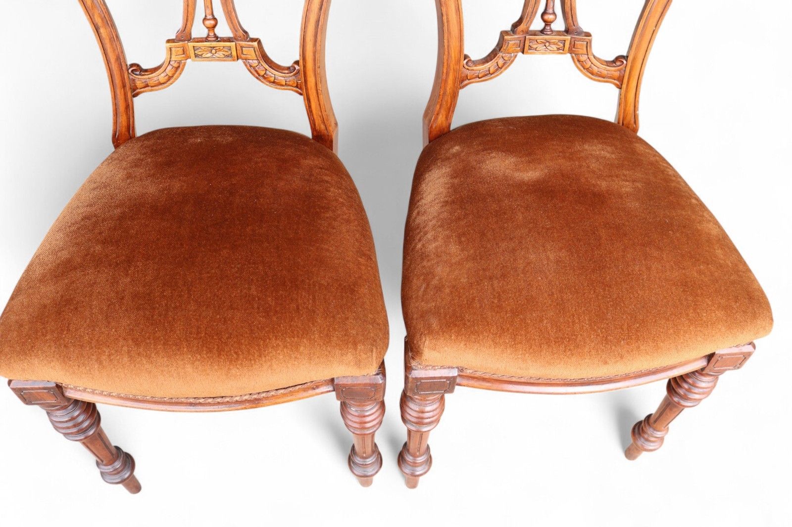 Antique Set Of 4 Victorian Mahogany Open Back Carved Dining Chairs Circa 1870 photo buy