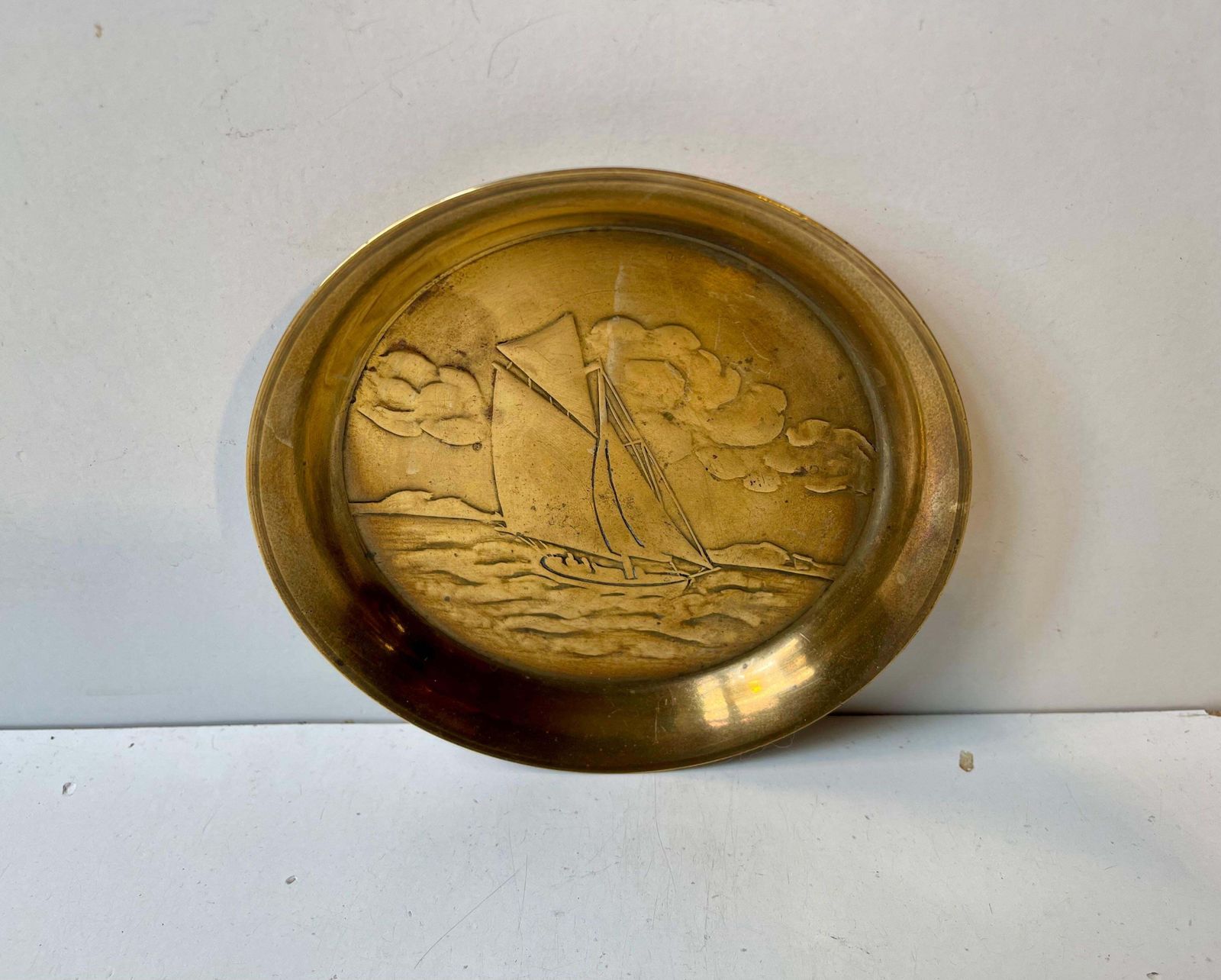 Art Deco Bronze Dish W. Sailboat By ægte Ildfast, 1930s photo furniture