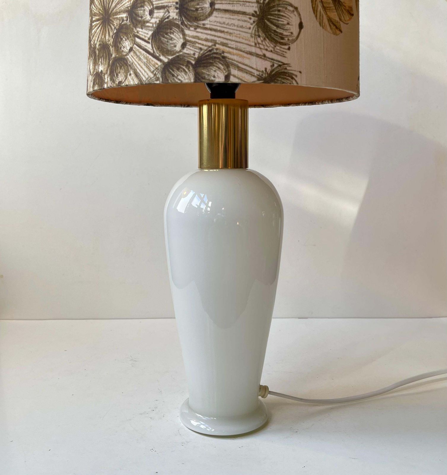 Swedish Modern Table Lamp W. Poppy Flower Textile Shade   Manner Of Josef Frank photo for sale