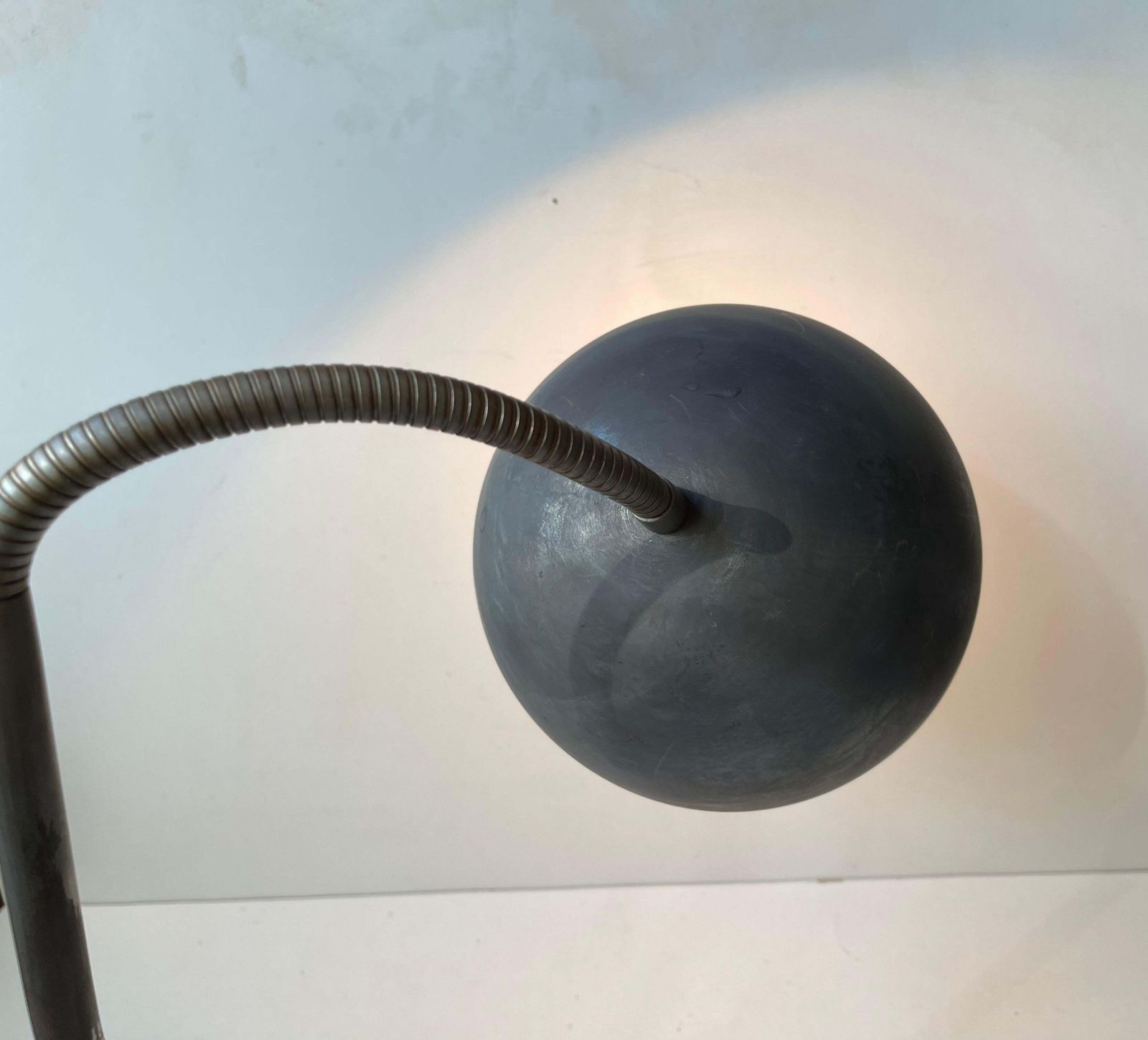 Vintage Scandinavian Industrial Table Lamp In Oak & Grey Steel, 1950s photo vinterior