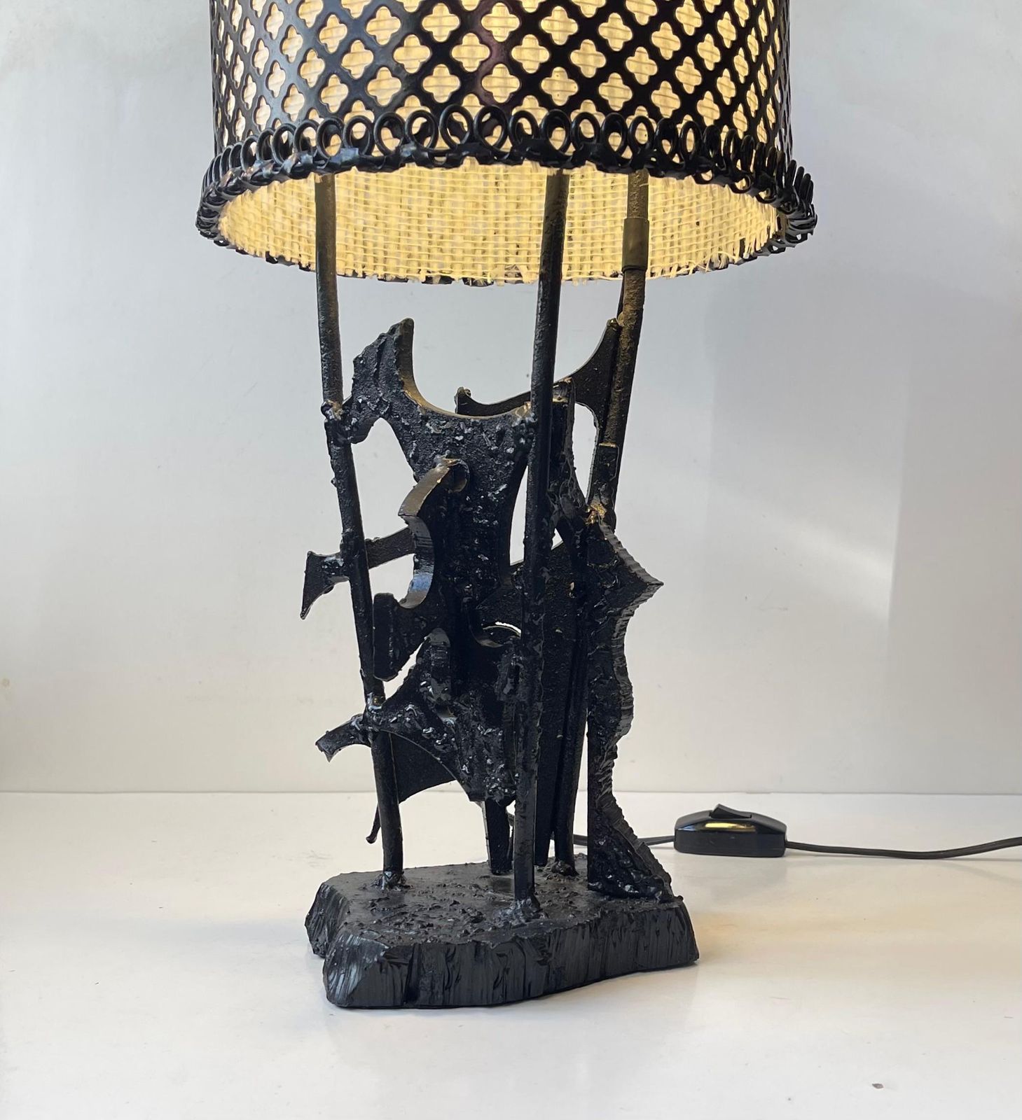 Sculptural Brutalist Steel Table Lamp In The Style Of Harry Balmer, 1970s photo vintage