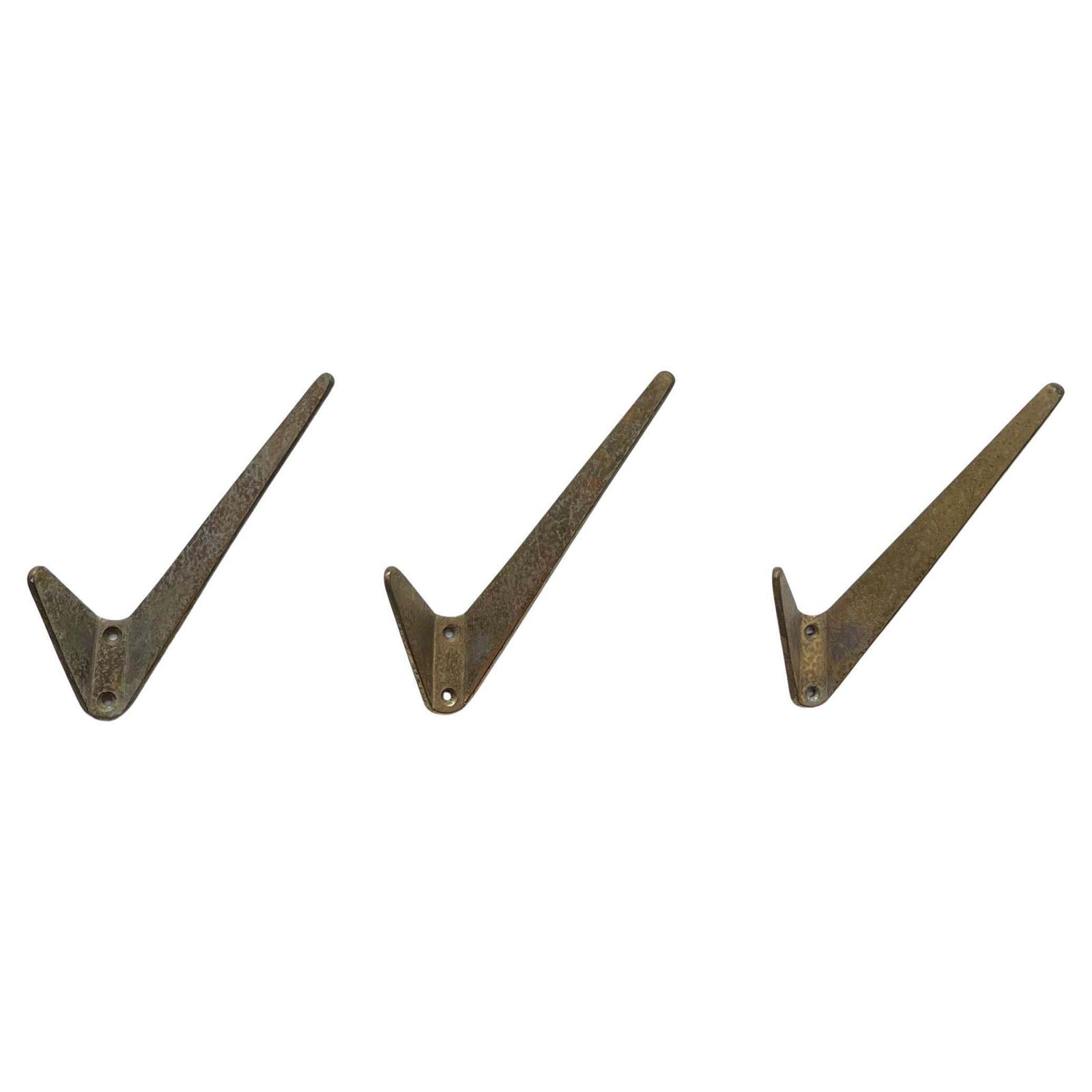 Mid Century Asymmetrical Coat Wall Hooks In Brass By Hertha Baller, 1950s
