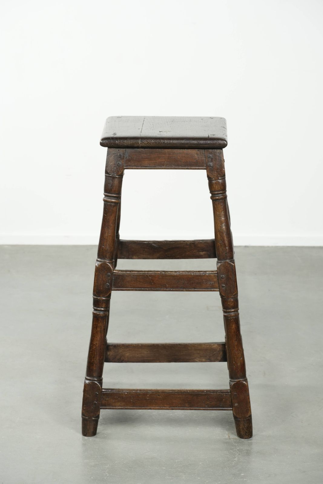 Unique Tall Antique English Oak Stool/Joint Stool From The 18th Century With A Beautiful Patina And Lovely Colors. photo for sale