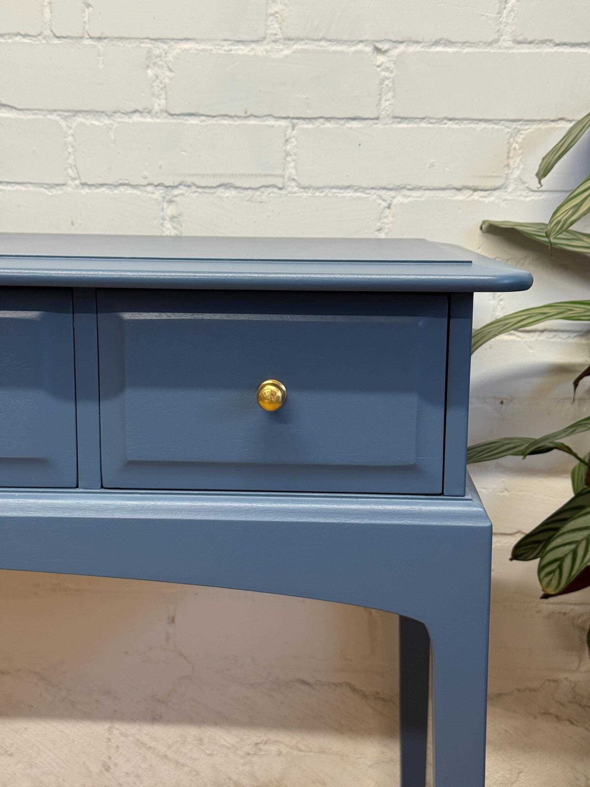 photo furniture Stag Minstrel Vanity Dressing Table With Matching Stool Painted Evening Dove Blue/Grey