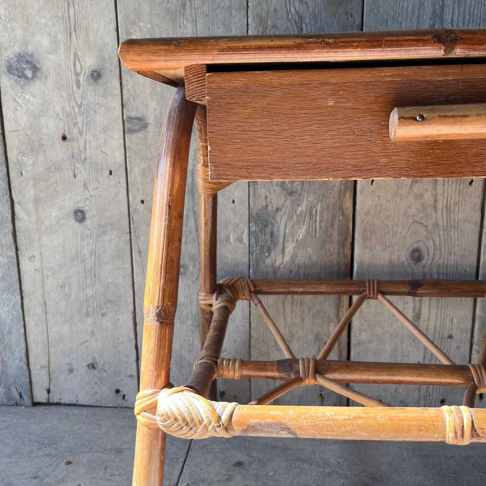 Bamboo Shaped Bedside Table With Drawer photo vinterior