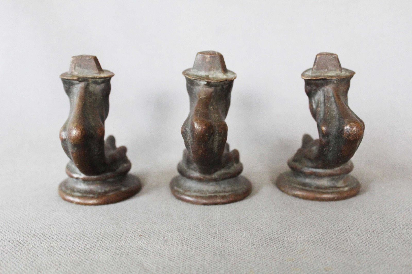 photo for sale Set Of 3 Antique Bronze Claw Animal Furniture Feet And Legs, Regency Empire French, Replacement Parts, Salvaged Restoration, Casters