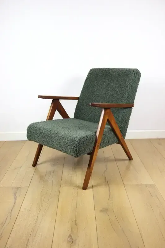 Vintage B 310 Var Armchair, Olive Green, Boucle, Lambskin, Structured photo 409.0