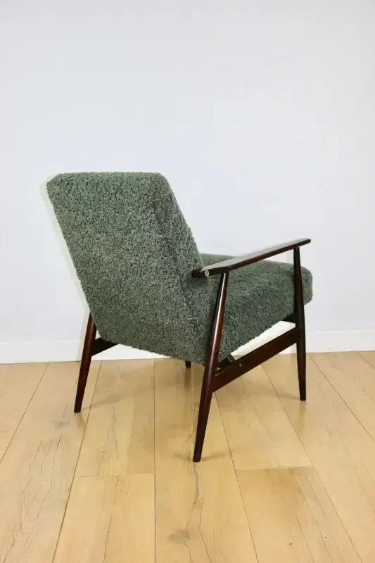 Furniture "Lis" Armchair, 1970s Green Bouclé Design By Henryk Lis   2 Pieces Available (1) photo