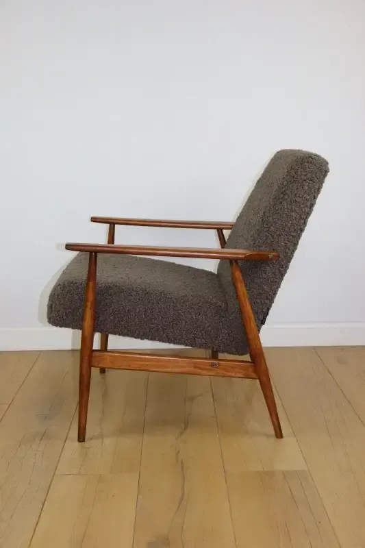 "Lis" Armchair, 1970s Brown Chocolate Boucle Design By Henryk Lis   2 Pieces Available photo buy