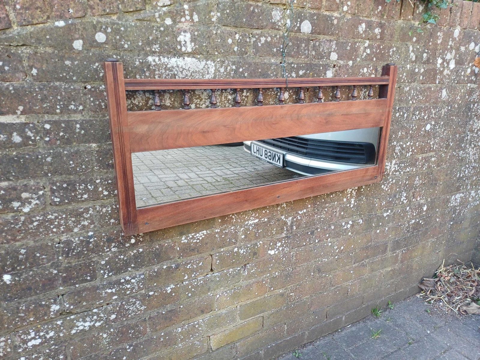 Victorian Stripped Mahogany Wall Mirror With Turned Spindles Original Glass Antique Over Mantel