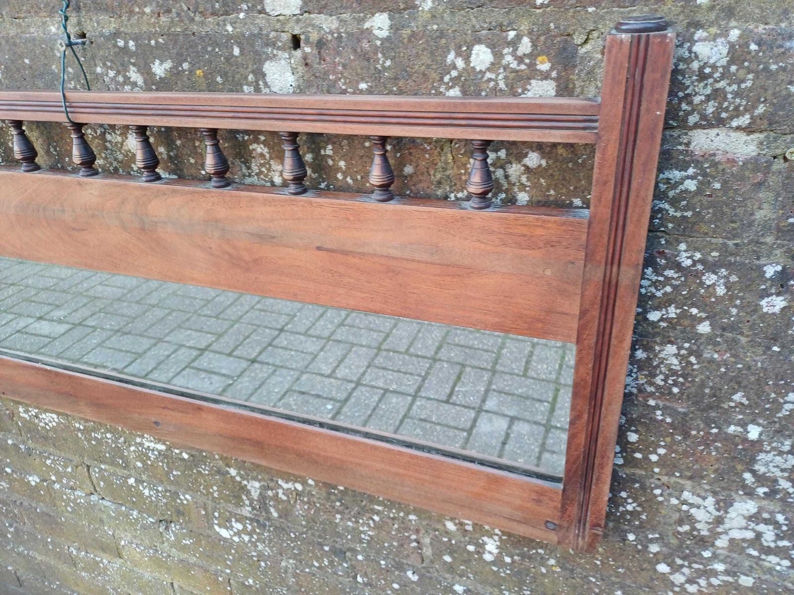 photo furniture Victorian Stripped Mahogany Wall Mirror With Turned Spindles Original Glass Antique Over Mantel