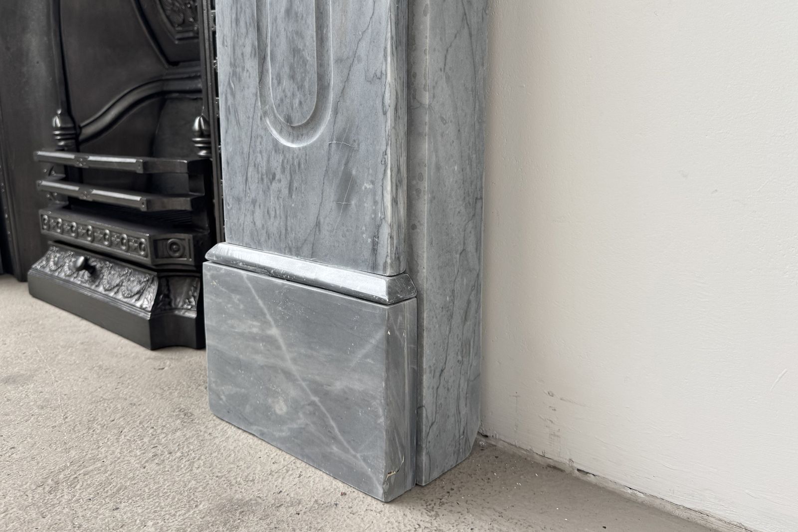 Antique Victorian Arched Grey Marble Fireplace Surround photo vintage