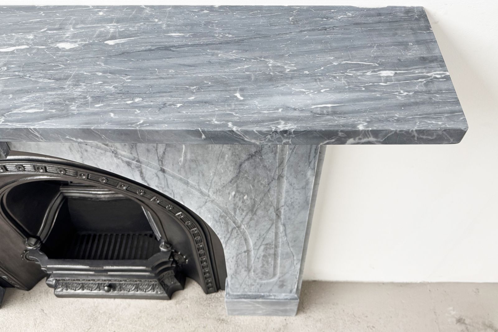 2400.0 Antique Victorian Arched Grey Marble Fireplace Surround photo