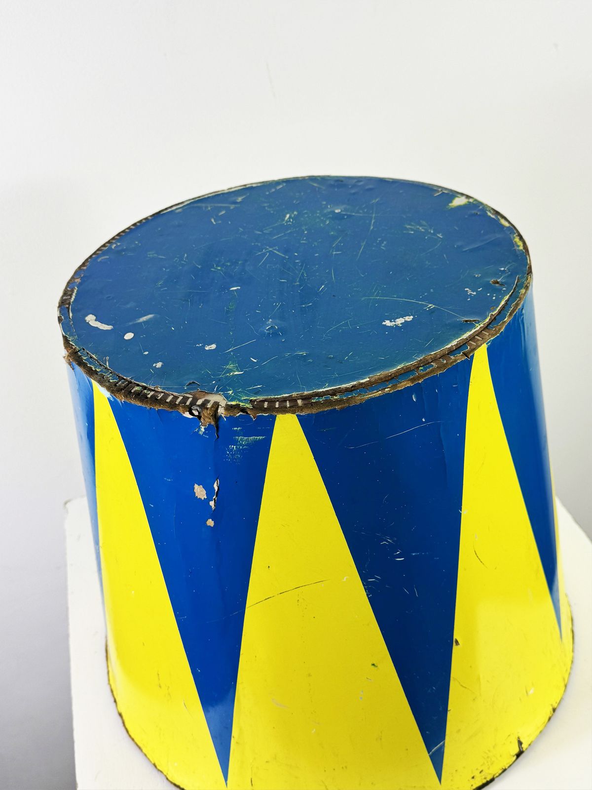 Vintage Circus Pedestal Stand Mid Century Fairground Prop Harlequin Painted photo for sale