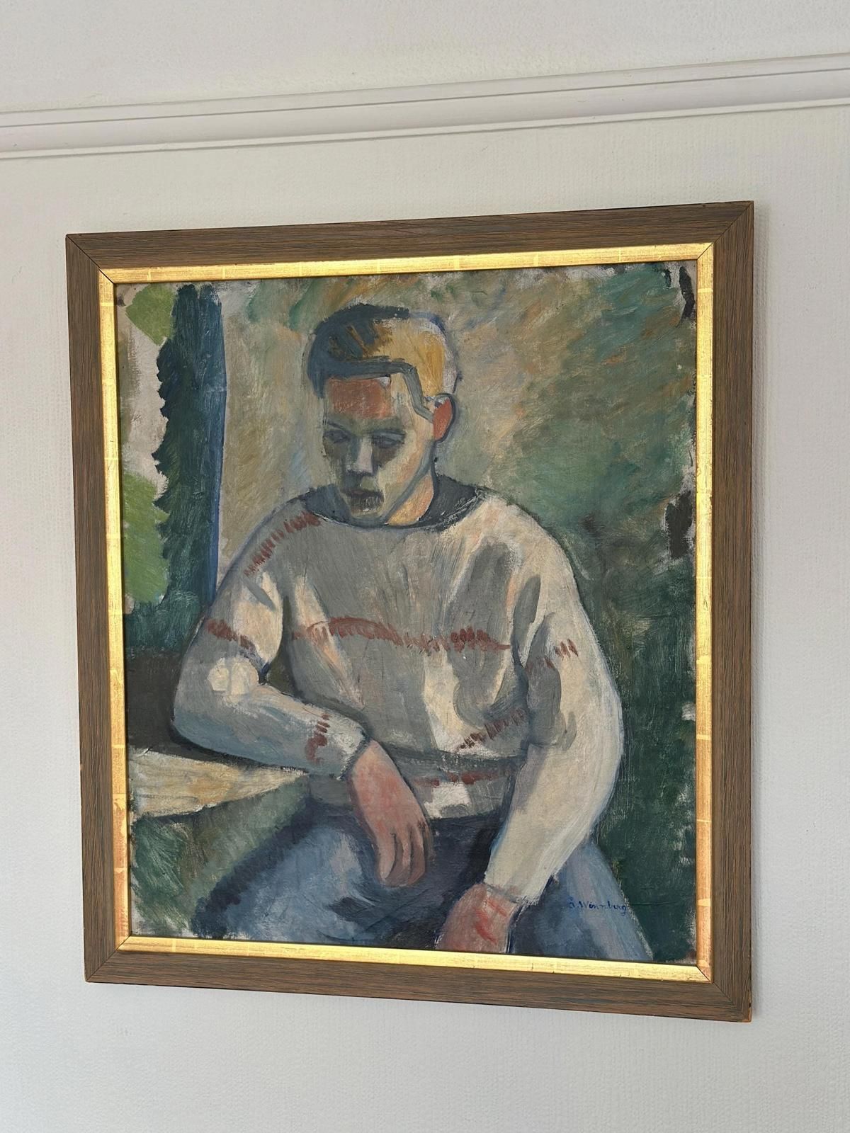 Original Mid Century Swedish Oil On Canvas – “Portrait Of A Man” By åke Winnberg – Vintage & Framed , 77 × 68 Cm (30.3" × 26.8") photo Art