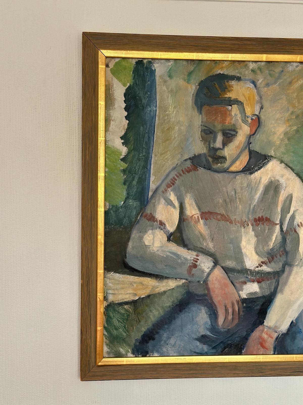 Original Mid Century Swedish Oil On Canvas – “Portrait Of A Man” By åke Winnberg – Vintage & Framed , 77 × 68 Cm (30.3" × 26.8") photo vinterior