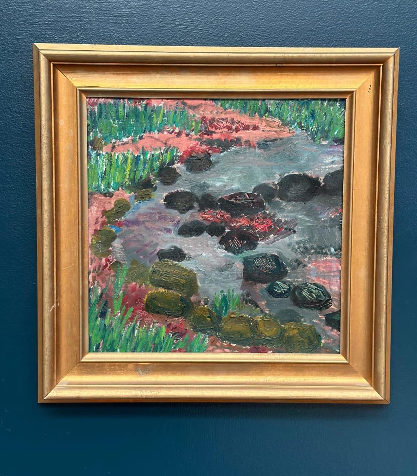 315.0 Original Swedish Oil On Canvas – “Landscape Motif” By Synnöve Beskow – Vintage & Framed – 51 × 52 Cm (20.1" × 20.5") photo