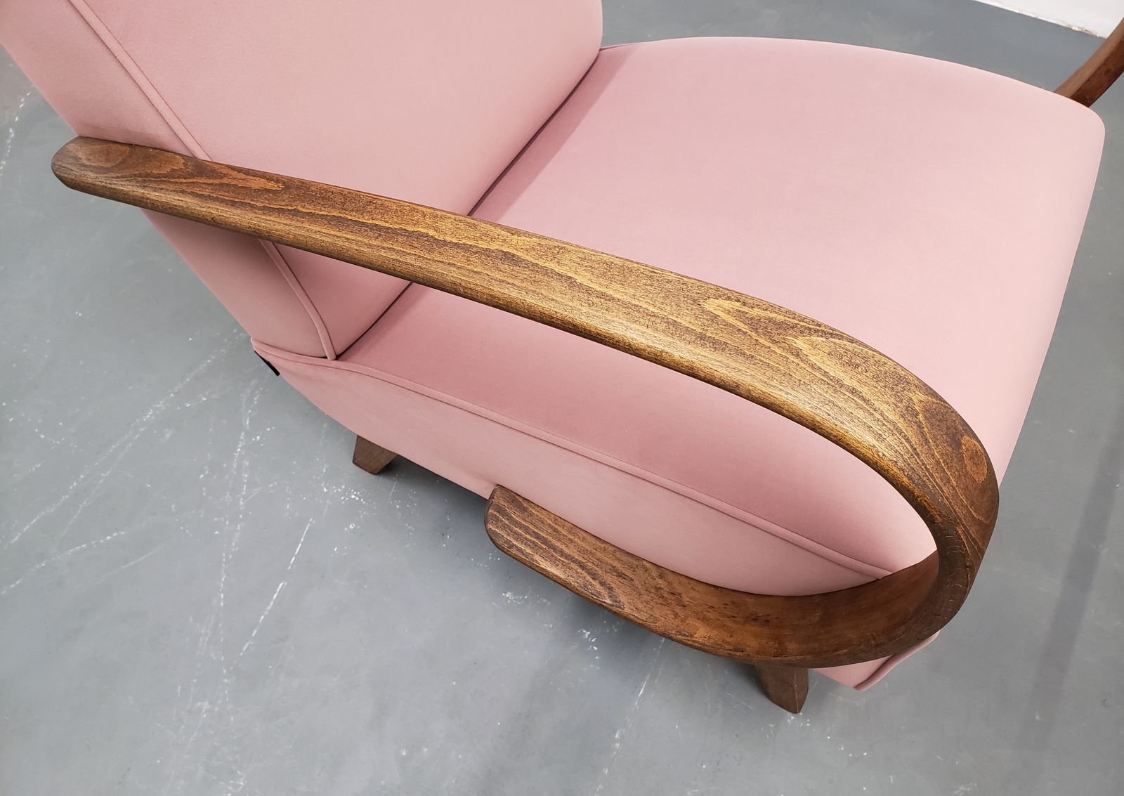 1930 Jindrich Halabala Bentwood Armchair In Dusty Rose Pink Velvet photo 1200.0