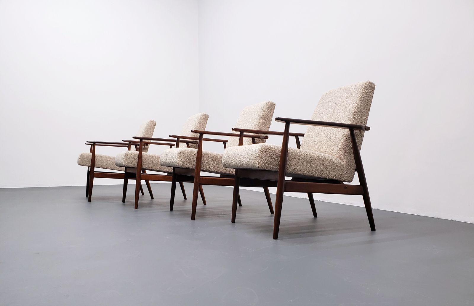 One Left   1960 Henryk Lis Mid Century Armchair In Beige Boucle photo furniture