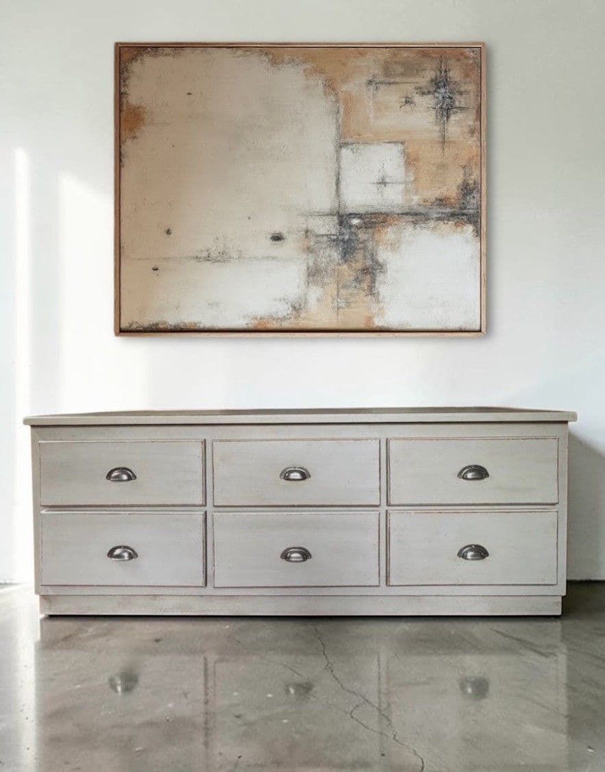 Solid Pine Grey Painted Multidrawer Low Sideboard Chest Of Drawers Tv Table photo for sale