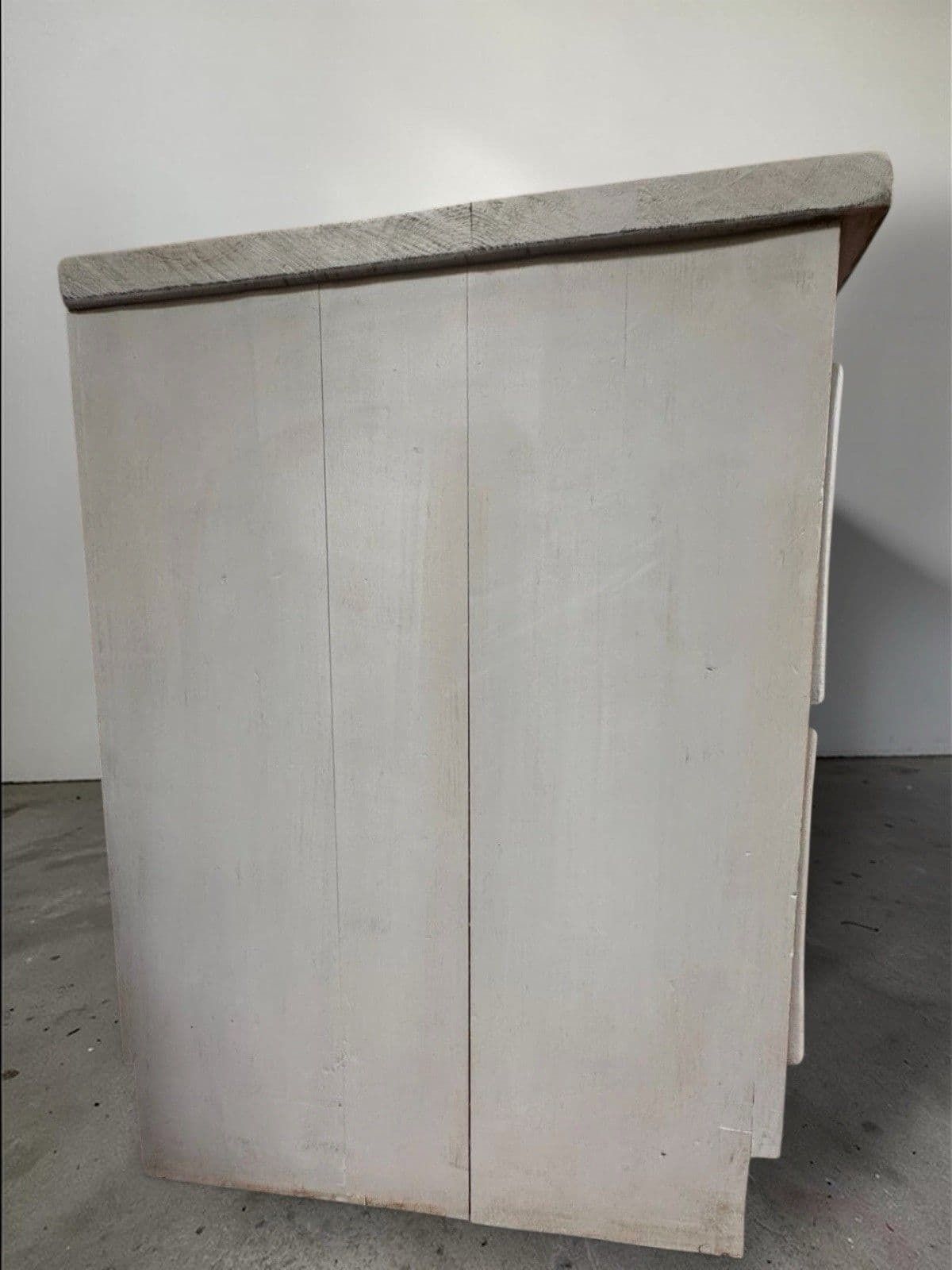 Solid Pine Grey Painted Multidrawer Low Sideboard Chest Of Drawers Tv Table photo vintage