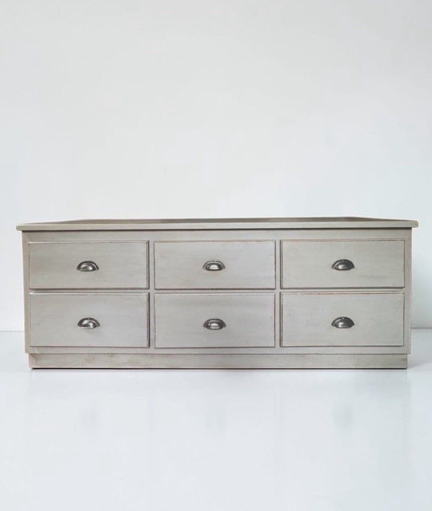 photo for sale Solid Pine Grey Painted Multidrawer Low Sideboard Chest Of Drawers Tv Table
