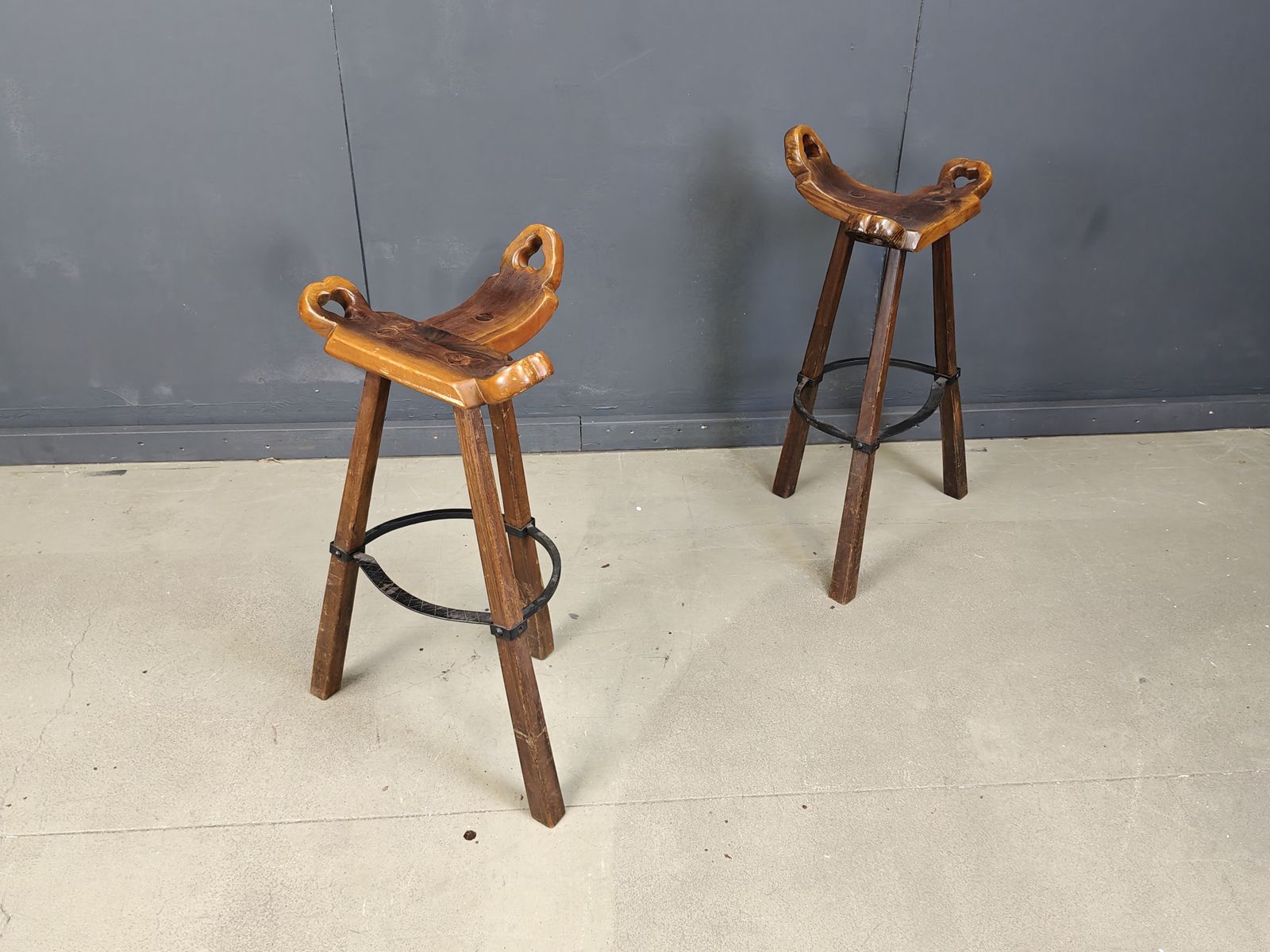 Mid Century Brutalist Bar Stools   Set Of 8, 1960s photo furniture