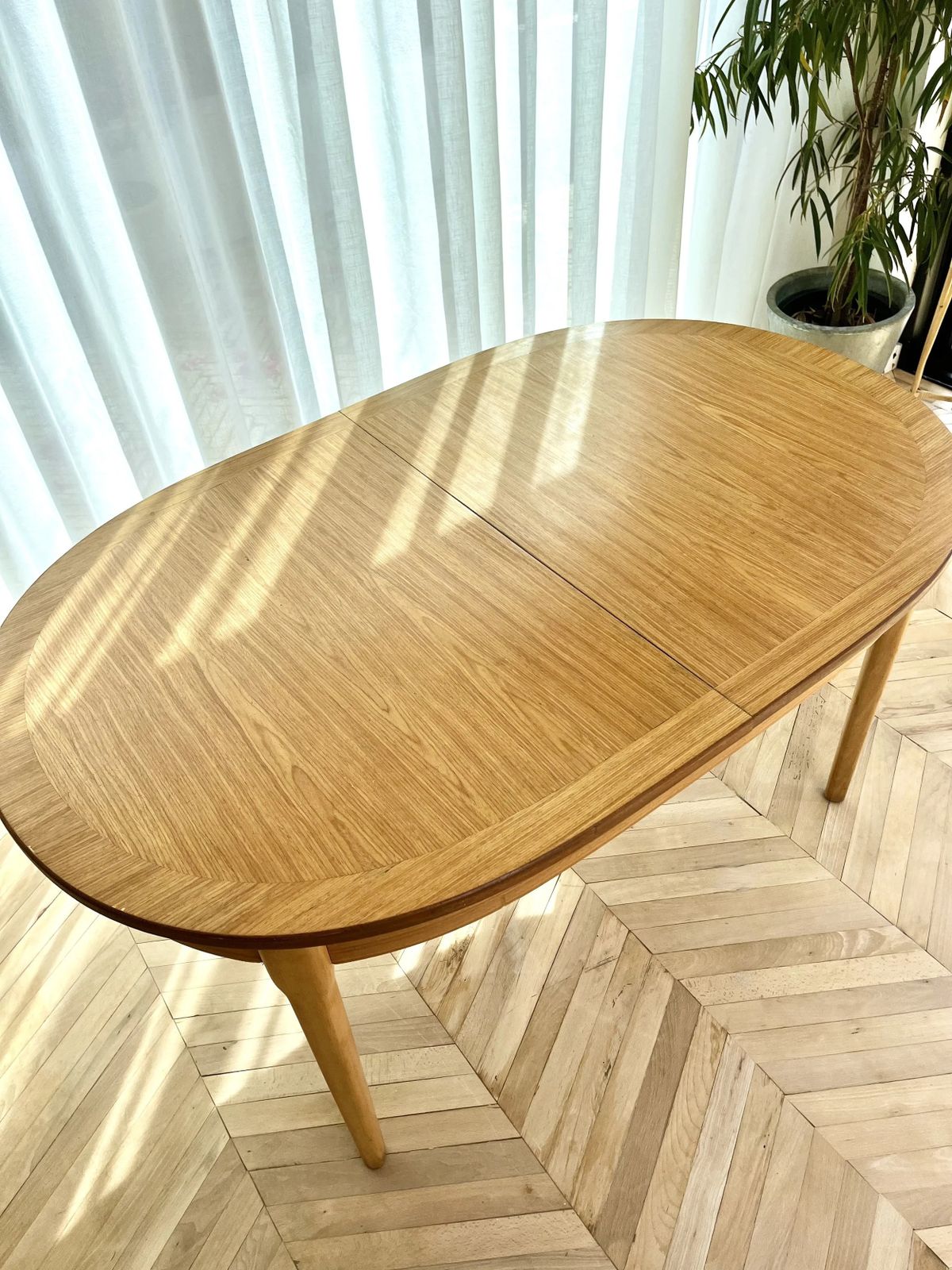 Mid Century Oval Veneered Extending Dining Table photo buy