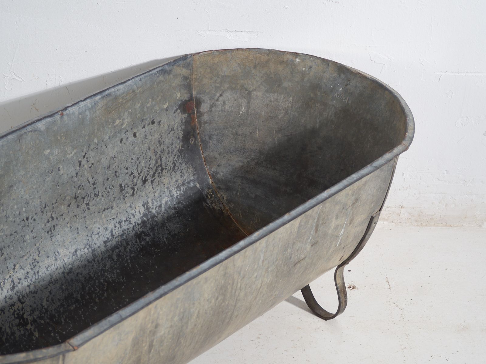 Antique Galvanized Zinc Bathtub – European Industrial Tub – Circa 1900 #7 photo for sale