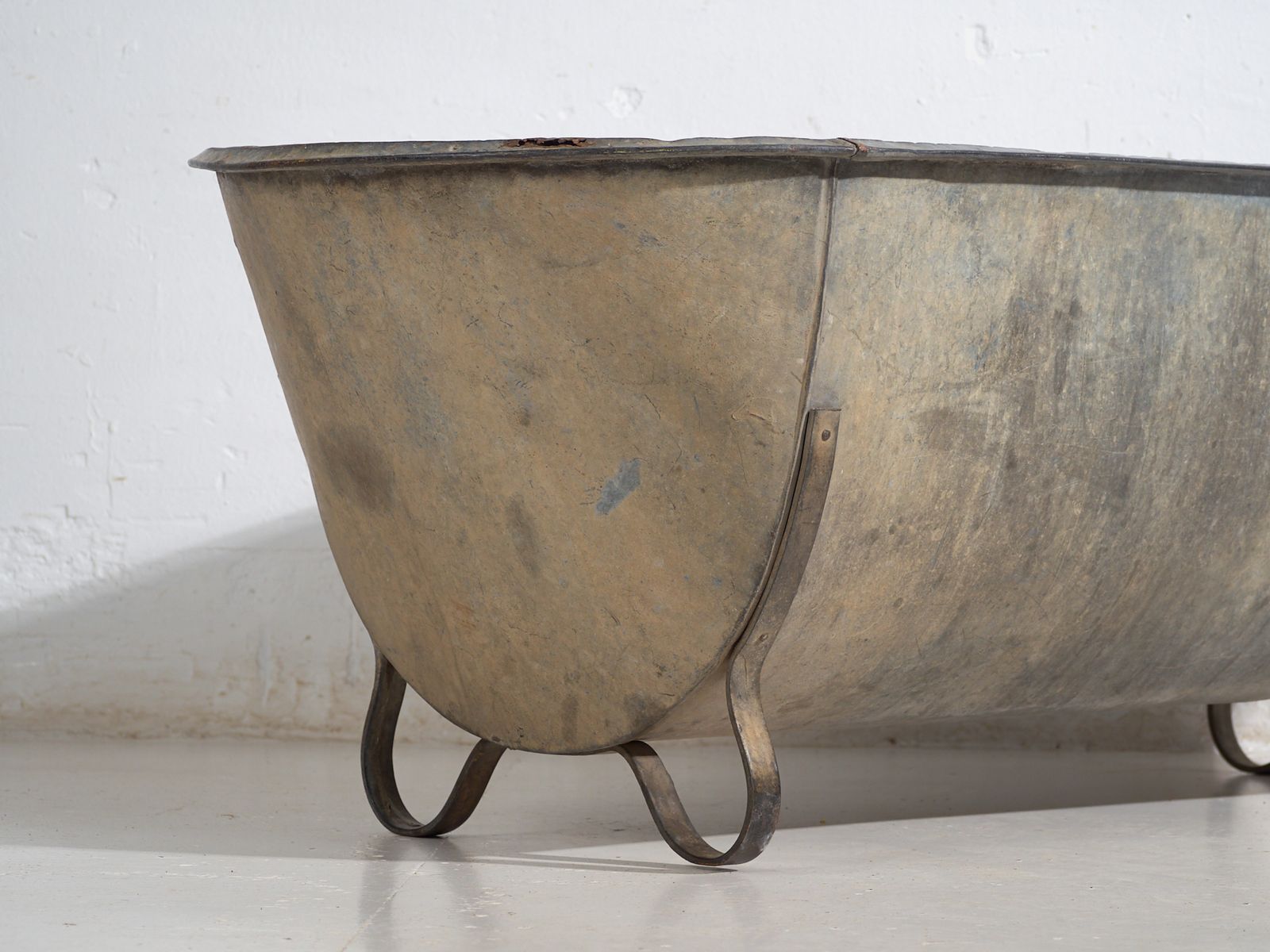 Antique Galvanized Zinc Bathtub – European Industrial Tub – Circa 1900 #7 photo Garden Decor