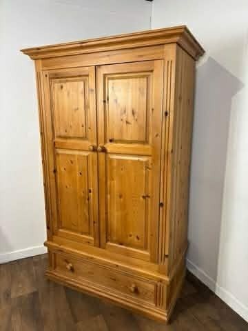 Modern Pine Double Wardrobe, 21st Century photo vintage
