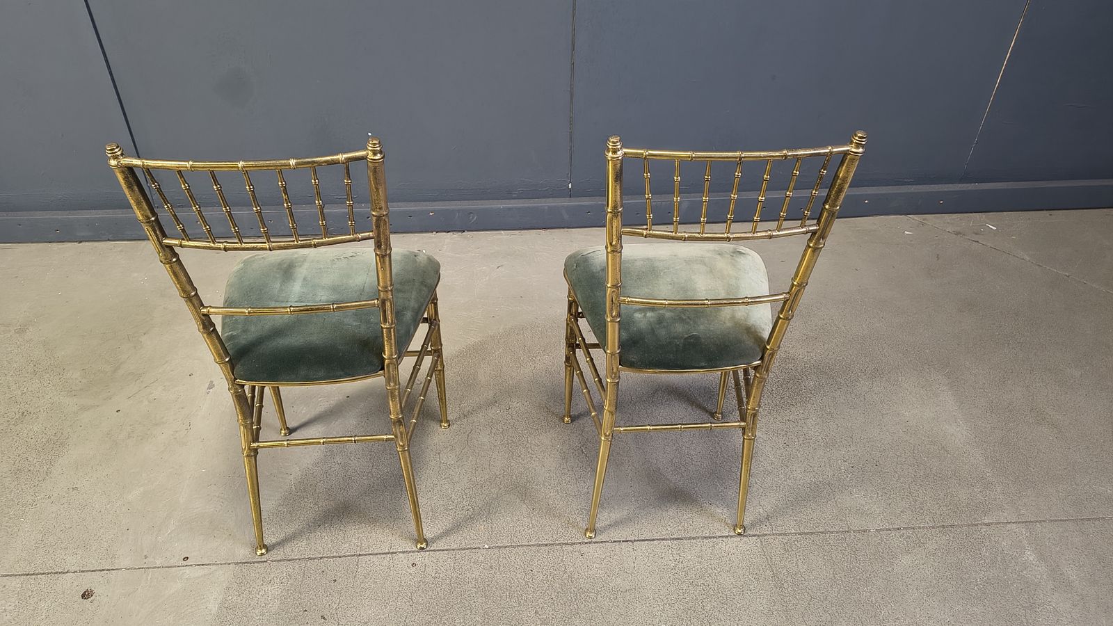 Pair Of Brass Faux Bamboo Chairs, 1960s photo buy