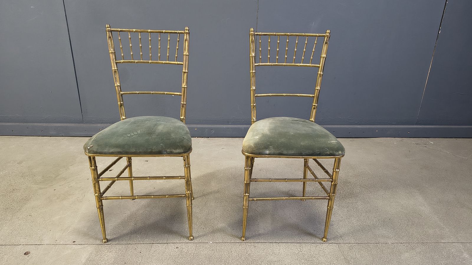 Pair Of Brass Faux Bamboo Chairs, 1960s