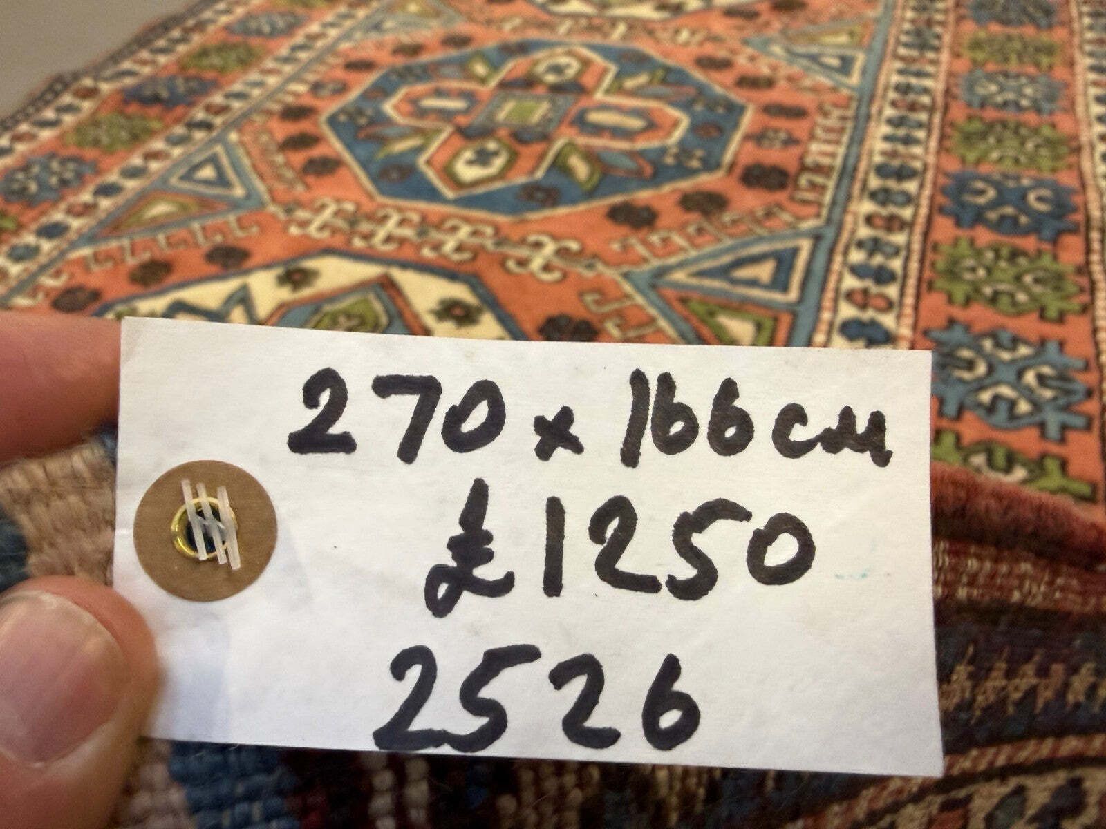 photo vintage Turkish Kazak Rug 270x166 Cm Vintage Carpet, Tribal Handwoven Large 2526