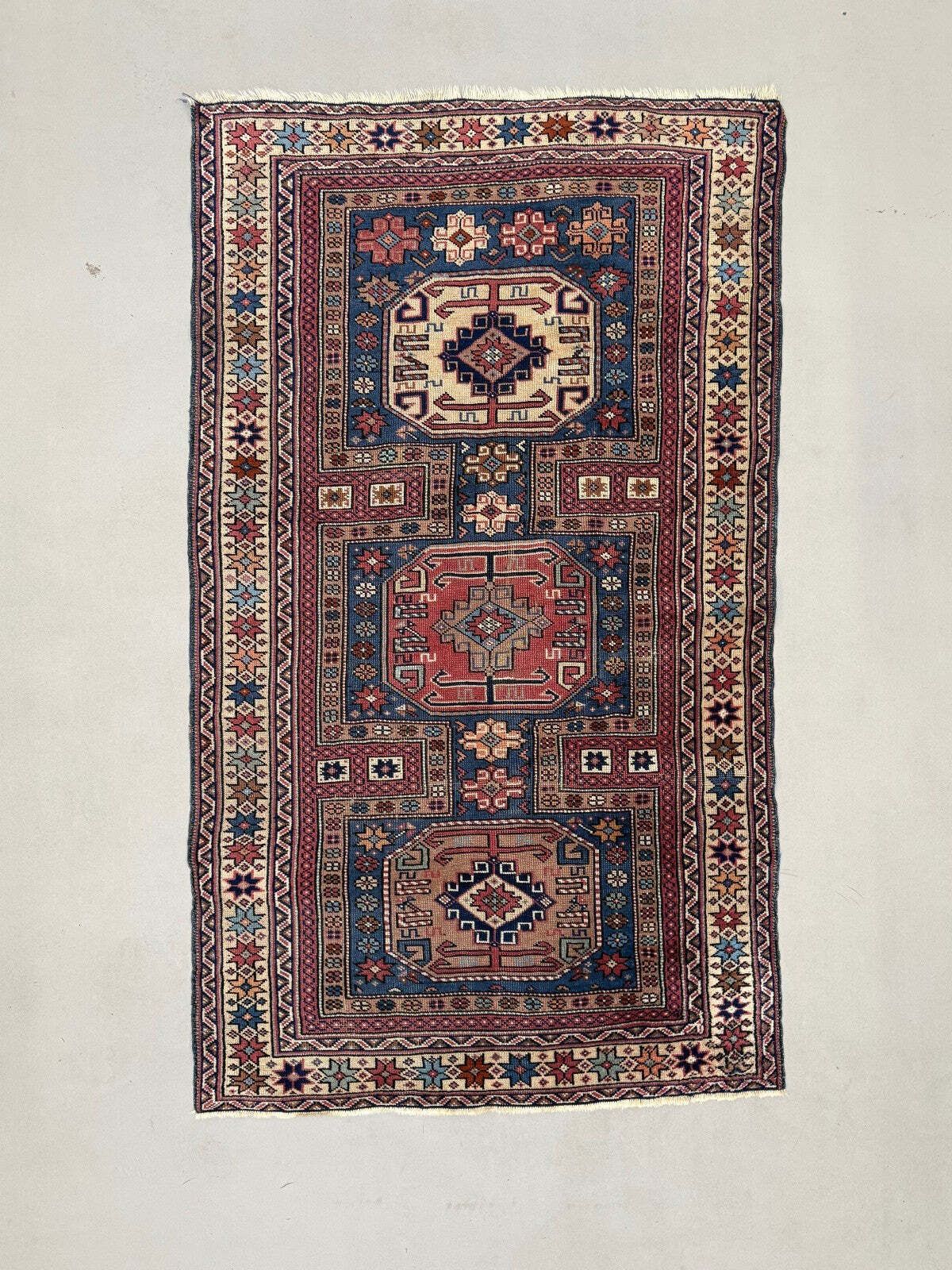 Antique Caucasian Rug 215x126 Cm Lesghi Star Tribal Kazak Rug Large 2522