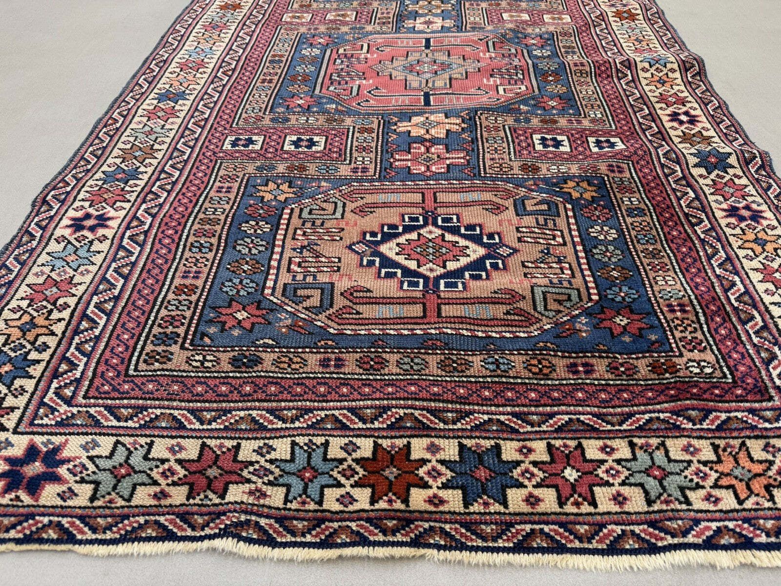 Antique Caucasian Rug 215x126 Cm Lesghi Star Tribal Kazak Rug Large 2522 photo 2750.0